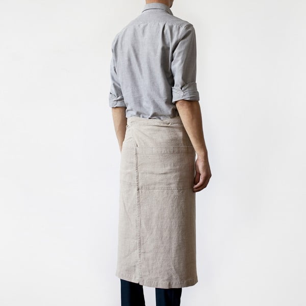 Chef bézs len kötény, hosszúság 76 cm - Linen Tales-image-1