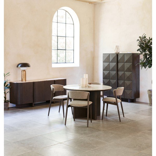 Bézs-sötétbarna fém étkezőszék szett 2 db-os Revere – Unique Furniture-image-1