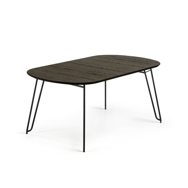 Sötétbarna bővíthető étkezőasztal kőrisfa dekoros asztallappal 100x170 cm Milian – Kave Home