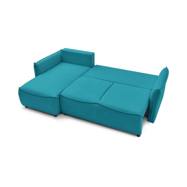 Türkiz kinyitható sarokkanapé (bal oldali) Leon – Bobochic Paris-image-3