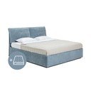 Kék kárpitozott ágyneműtartós franciaágy matraccal, ágyráccsal 180x200 cm Thessa Pillow – Bonami Selection