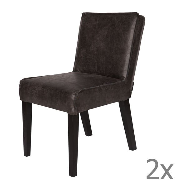 Rodeo fekete szék újrahasznosított bőr huzattal, 2 darab - BePureHome