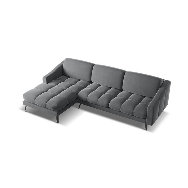 Szürke bársony sarokkanapé (bal oldali) Nalu – Makamii-image-4