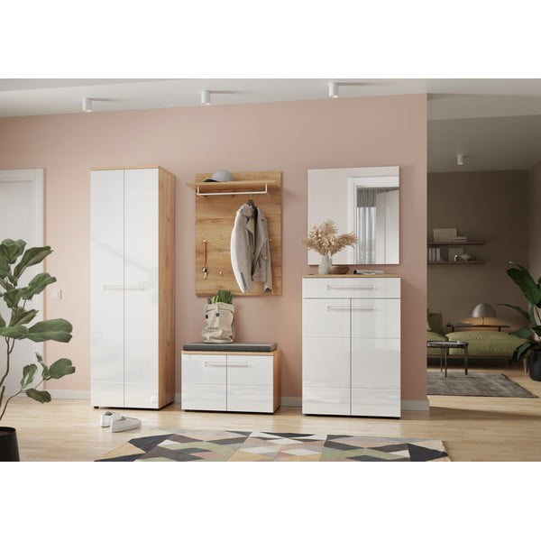 Fehér-natúr színű cipőtartó tölgyfa dekorral Aledo – Germania-image-3