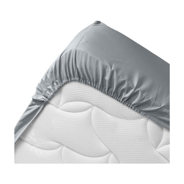 Szürke gumis bio pamut lepedő 160x200 cm Biolina – douceur d'intérieur-image-3