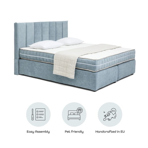 Kék boxspring ágy 160x200 cm Olia Bold Line – Bonami Selection-image-4