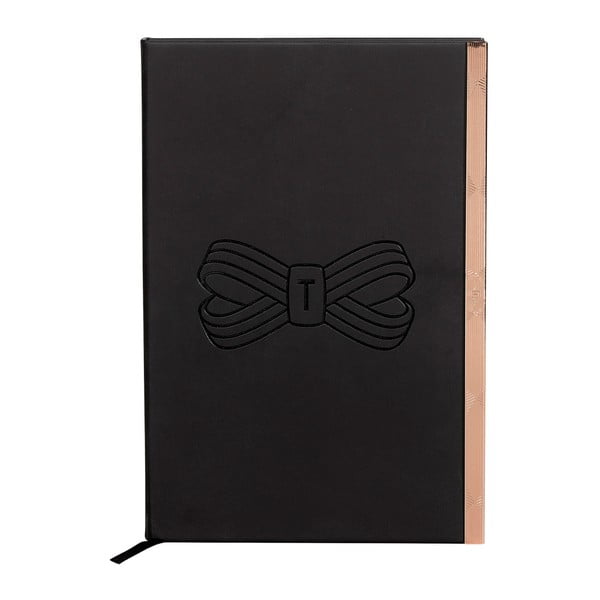 Soft Touch fekete jegyzetfüzet rozéarany részletekkel, 192 oldalas - Ted Baker