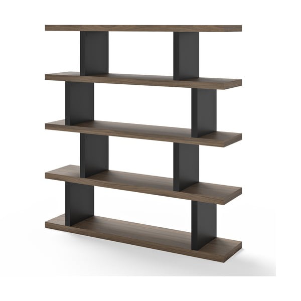 Fekete-barna könyvespolc diófa dekorral 163x172 cm Step – TemaHome-image-2