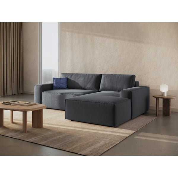 Sötétszürke kinyitható sarokkanapé (jobb oldali) Jodie – Micadoni Home-image-1