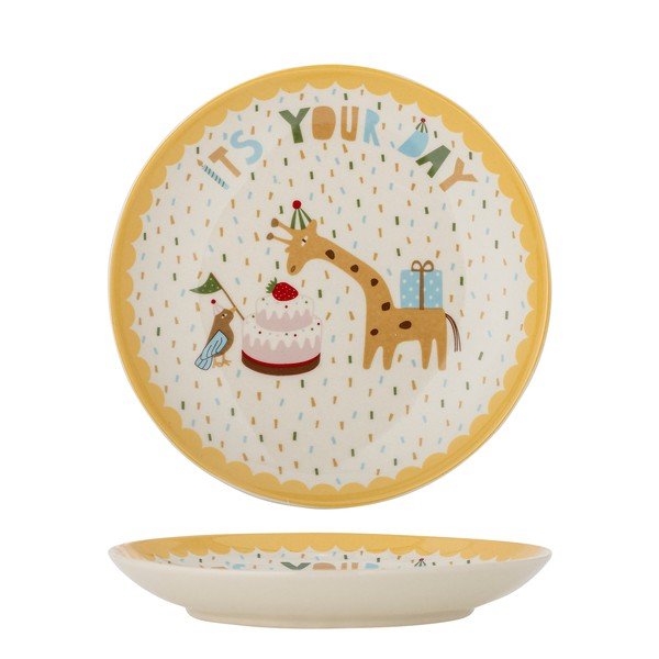 Sárga-krémszínű kőedény gyerek tányér ø 16 cm Celebrate – Bloomingville Mini-image-4