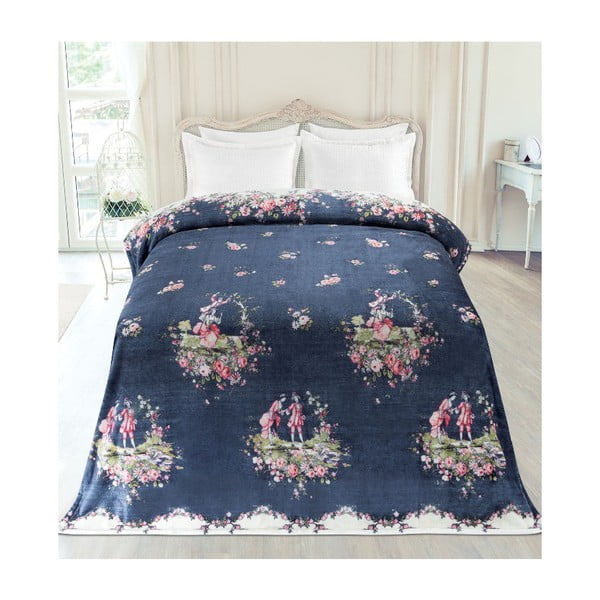Bouquet kék ágytakaró kétszemélyes ágyra, 200 x 220 cm - Madame Coco