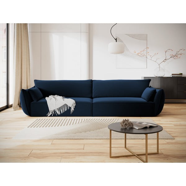 Sötétkék bársony kanapé 248 cm Vanda – Mazzini Sofas-image-1