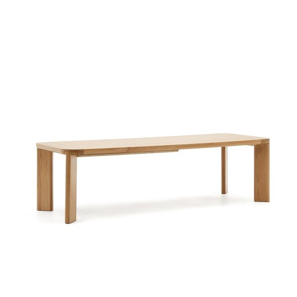 Natúr színű bővíthető étkezőasztal tölgyfa dekoros asztallappal 100x200 cm Jondal – Kave Home