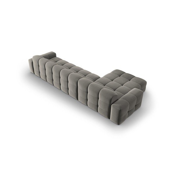 Szürke bársony sarokkanapé (bal oldali) Kendal – Micadoni Home-image-4