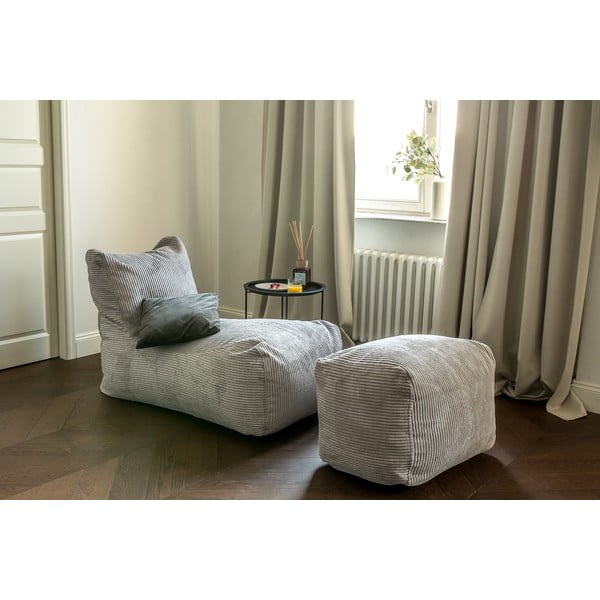 Világosszürke kordbársony babzsákfotel Lounge – SLOWDOWN-image-1