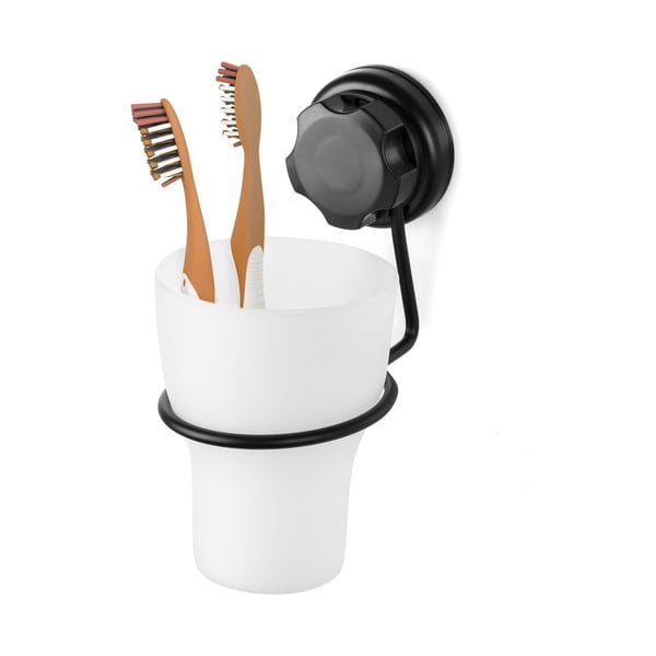 Fekete öntapadós fém fogkefetartó pohár Bestlock Black – Compactor-image-4
