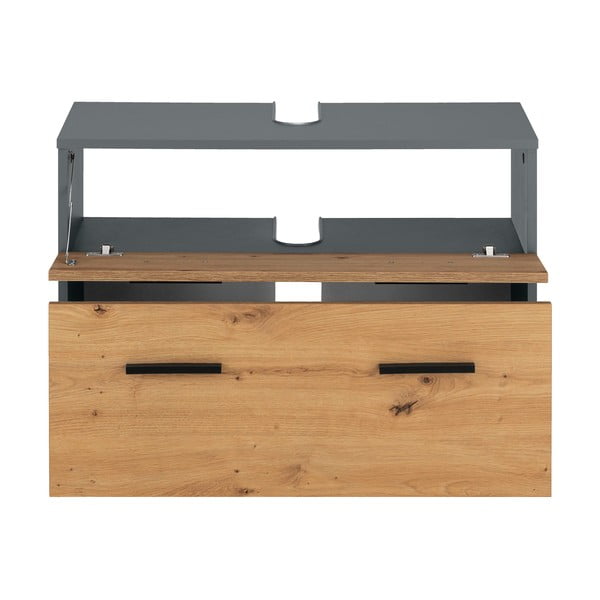 Natúr színű mosdó alatti szekrény tölgyfa dekorral 55x35 cm Malika – Støraa-image-2