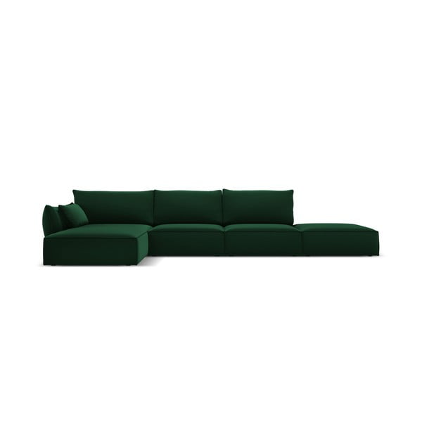 Sötétzöld bársony sarokkanapé (bal oldali-heverő résszel) Vanda – Mazzini Sofas