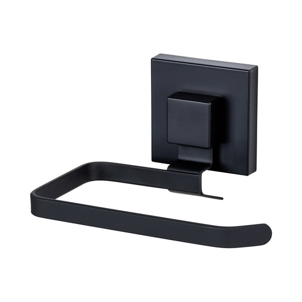 Fekete öntapadós rozsdamentes acél WC-papír tartó Quadro – Wenko-image-2