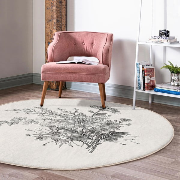Krémszínű mosható-robotporszívóval tisztítható kerek szőnyeg ø 80 cm Comfort – Mila Home-image-4