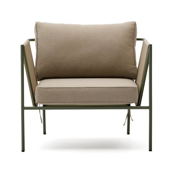 Zöld-bézs fém kerti fotel Zivia – Kave Home-image-2