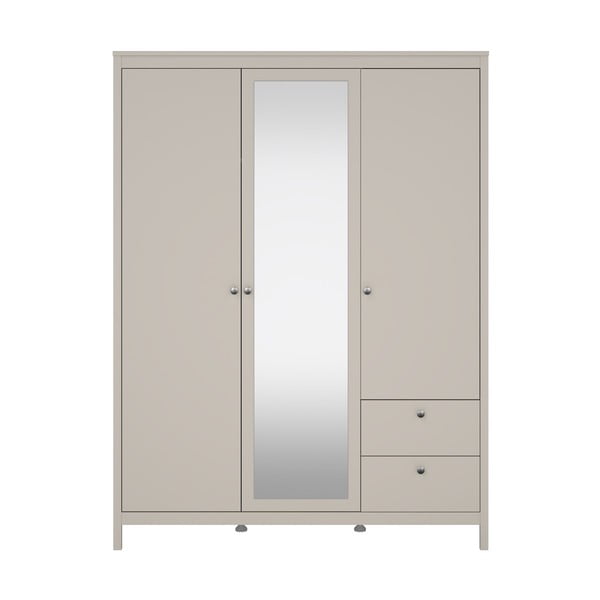 Szürkésbézs ruhásszekrény tükörrel 150x199x58 cm Madrid – Tvilum-image-2