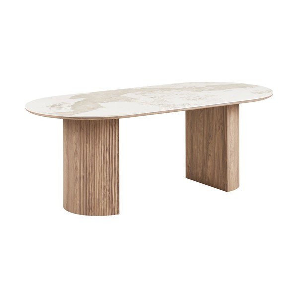 Étkezőasztal márvány dekoros asztallappal 100x210 cm Athens – House Nordic-image-2