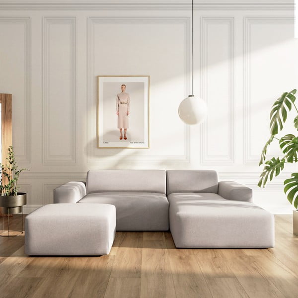 Szürke bársony kinyitható tárolóhelyes sarokkanapé (jobb oldali-heverő résszel) Villet – Rodier-image-1