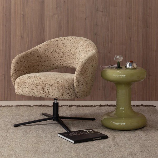 Bézs forgó zsenília fotel Pico – WOOOD-image-1