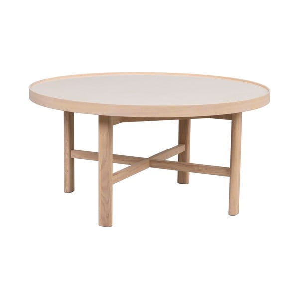 Natúr színű kerek dohányzóasztal kerámia asztallappal 90x90 cm Marsden – Rowico-image-2