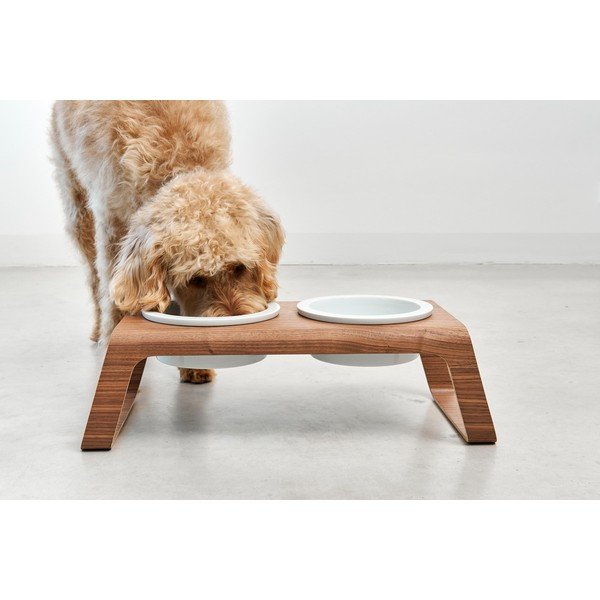 Tálka szett állvánnyal kutyáknak Desco Ash Black Stained M – MiaCara-image-1