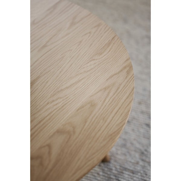 Natúr színű kerek dohányzóasztal tölgyfa dekorral 90x90 cm Yumi - Rowico-image-4