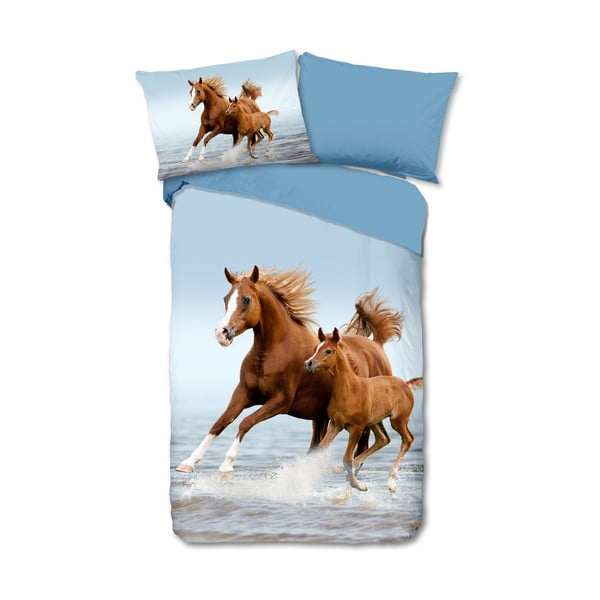 Kék egyszemélyes pamut gyerek ágyneműhuzat 140x200 cm Free – Good Morning