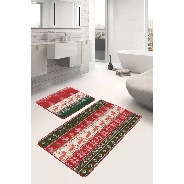 Bársony fürdőszobai kilépő szett 2 db-os 60x100 cm Merry Christmas – Mila Home-image-1