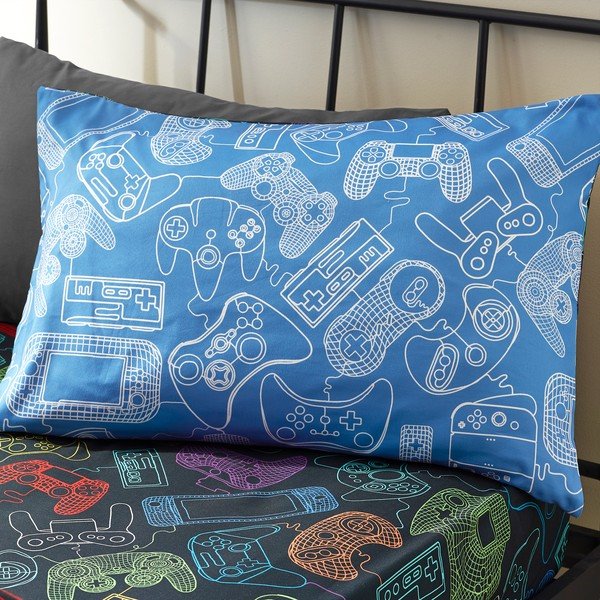 Fekete egyszemélyes gyerek ágyneműhuzat 135x200 cm Power Up Gamer – Catherine Lansfield-image-3