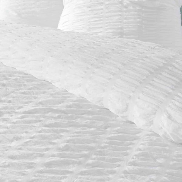 Fehér egyszemélyes krepp ágyneműhuzat 140x200 cm Plissia – douceur d'intérieur-image-2