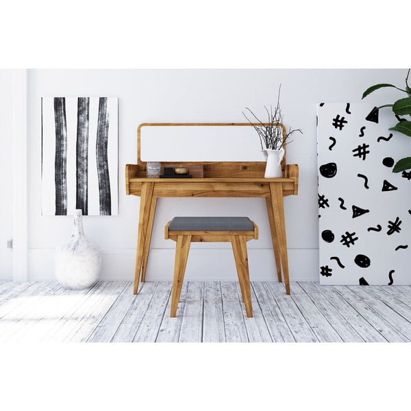 Tölgyfa fésülködőasztal tükörrel 110x45 cm Retro - The Beds-image-4