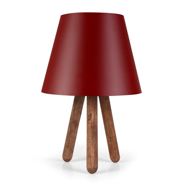 Kira Polly piros asztali lámpa bükkfa lábakkal