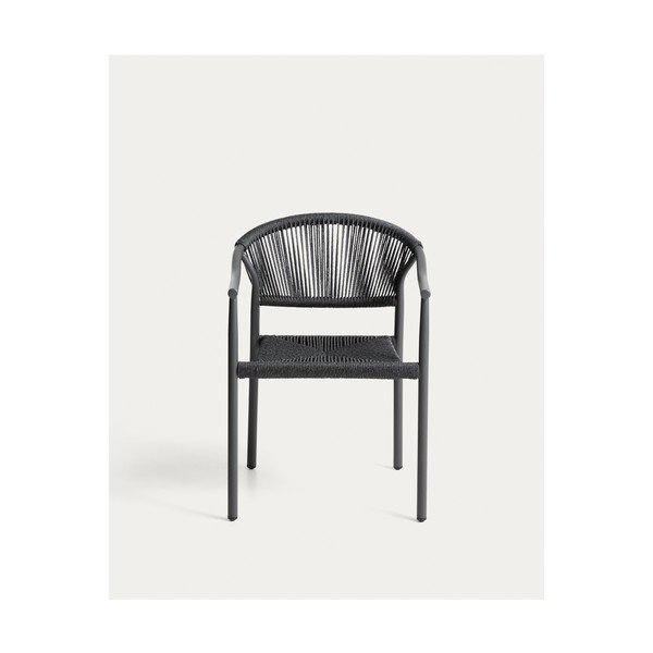 Sötétszürke rattan kerti szék Livadia – Kave Home-image-4