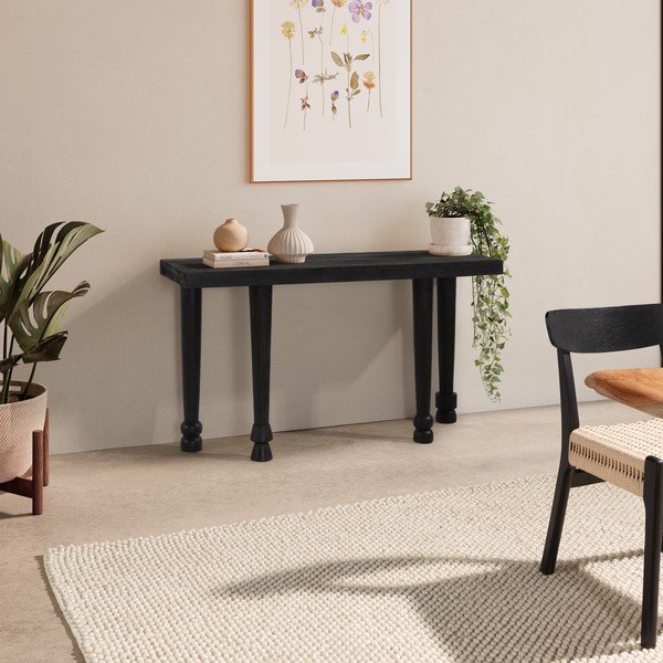 Fekete mangófa konzolasztal 40x130 cm Inaya – MOME-image-1