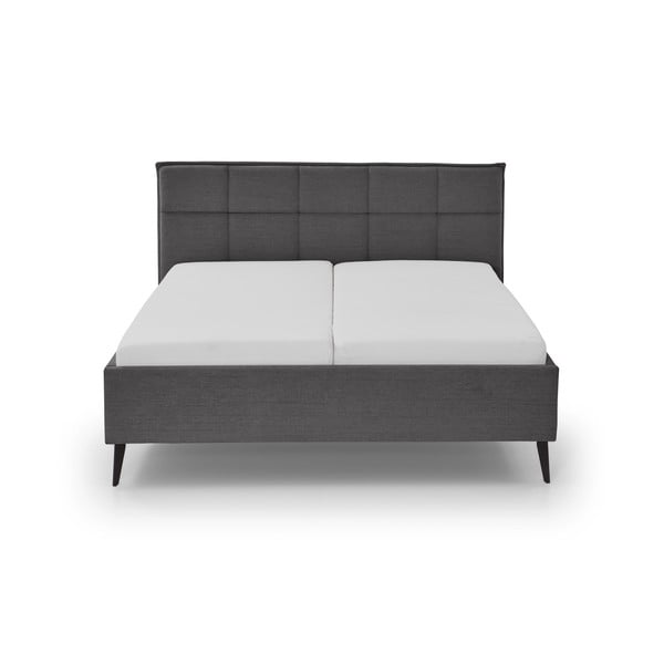 Antracitszürke kárpitozott ágyneműtartós franciaágy ágyráccsal 180x200 cm Paulo – Meise Möbel-image-3