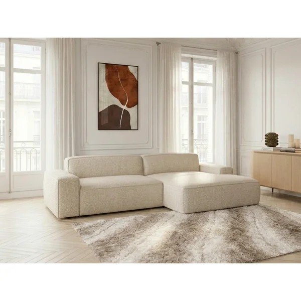 Bézs kinyitható-elektromos ülésállítással sarokkanapé (jobb oldali) Abel – Bobochic Paris-image-1