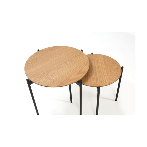 Piera 2 db-os tárolóasztal szett tölgyfa dekorral - Marckeric-image-3