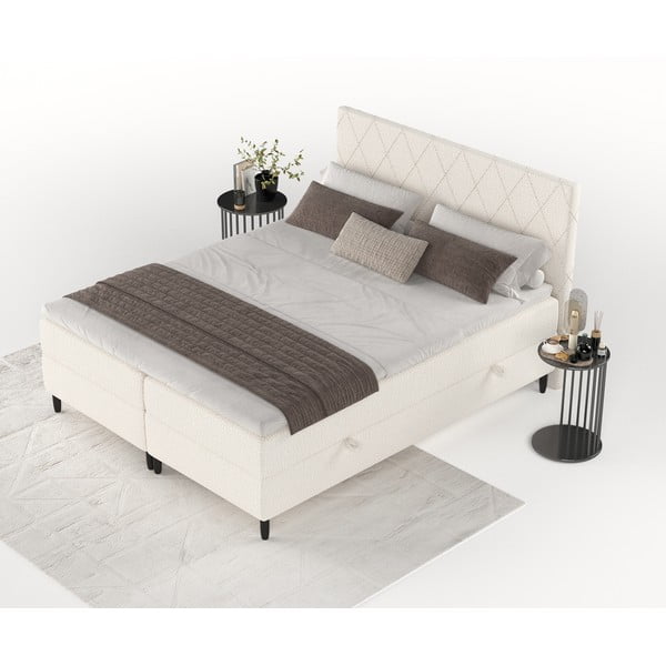 Krémszínű ágyneműtartós boxspring ágy 160x200 cm Gwen – Maison de Rêve-image-4