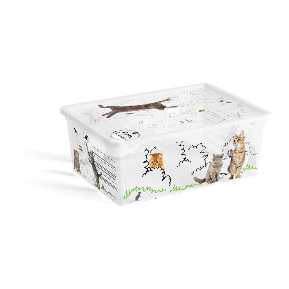 Fehér fedeles műanyag tárolódoboz 37x26x15 cm C Box Style  KIS