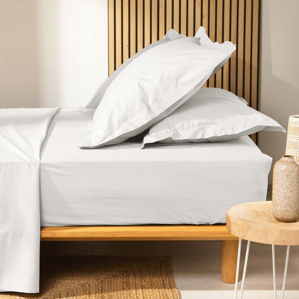 Fehér gumis bio pamut lepedő 140x190 cm Biolina – douceur d'intérieur-image-2