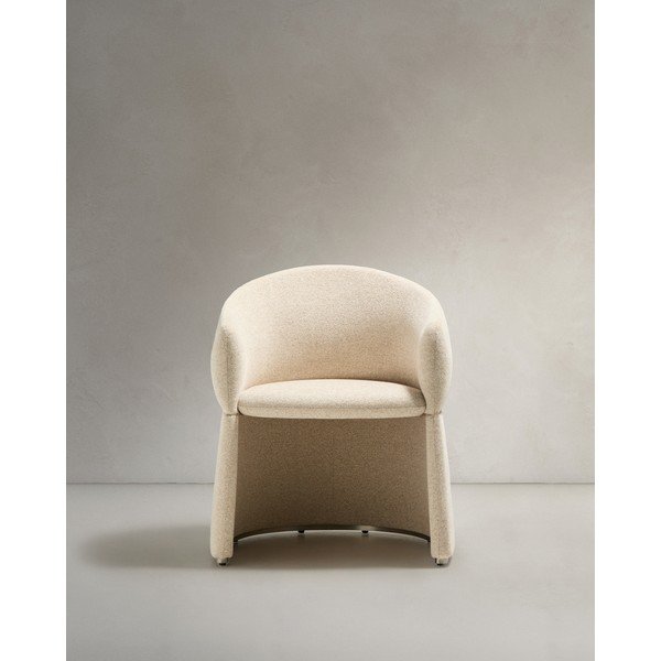 Bézs kárpitozott karfás étkezőfotel Bosca – Kave Home-image-3