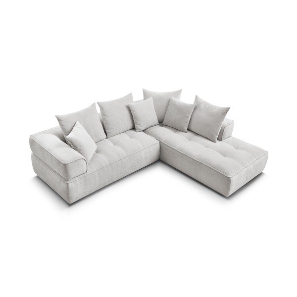 Világosszürke zsenília sarokkanapé (jobb oldali-L alakú) Whesley – Bobochic Paris-image-4