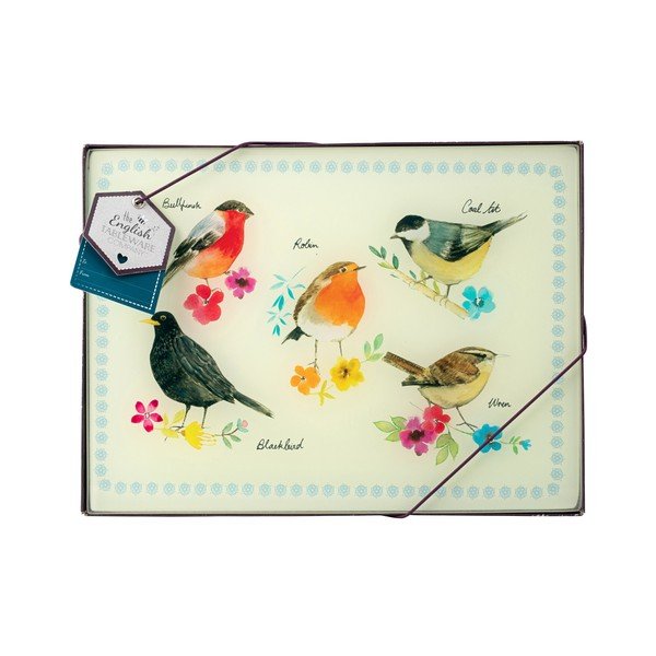 Garden Birds 4 db-os edzett üveg tányéralátét szett - David Mason