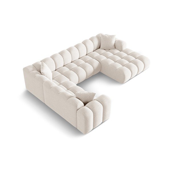 Krémszínű zsenília sarokkanapé (bal oldali-U alakú) Treno – Cosmopolitan Design-image-2